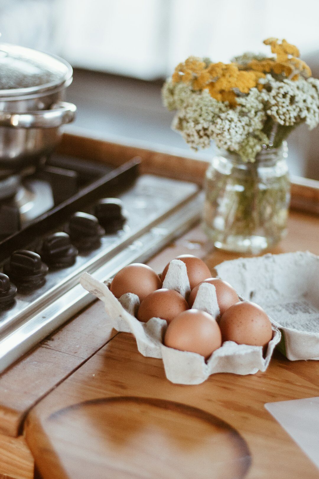 cozy home kitchen with fresh ingredients