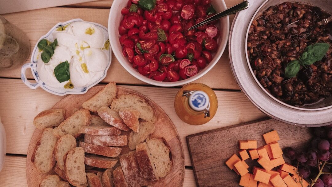 Grilled vegetables and fresh berries on a summer table