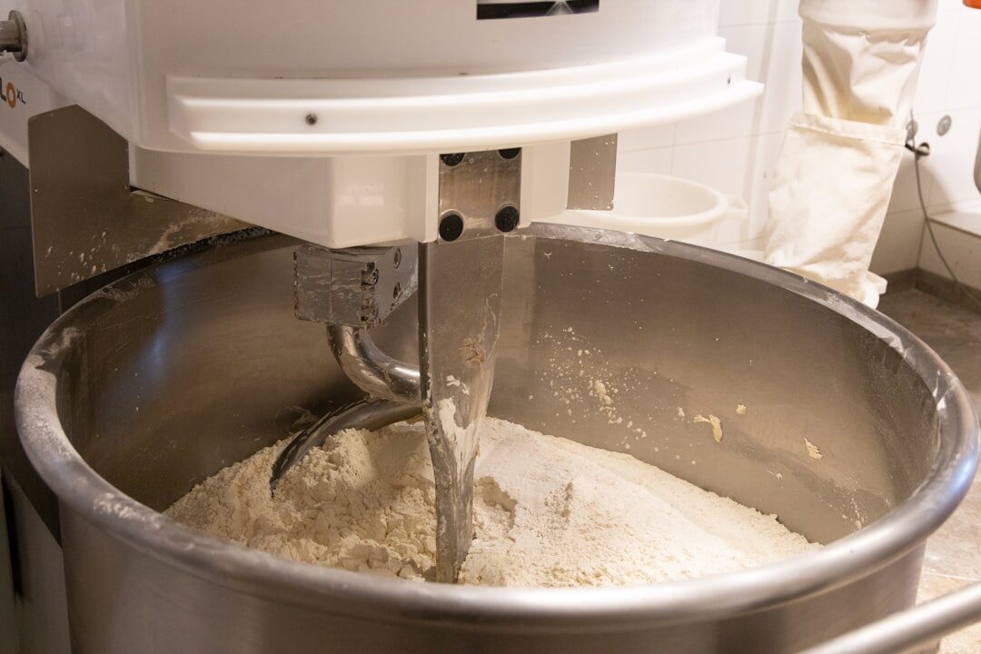 mixing dough in bowl